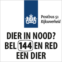 Bel 144 als u een dier ziet dat in nood is Campagne rijksoverheid: Red een dier in nood en bel 144
